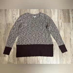 L.L. Bean Signature Dark Burgundy And Cream Sweater